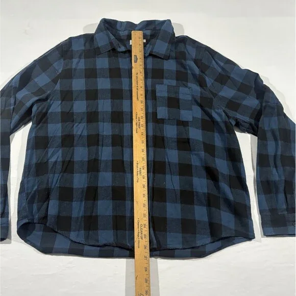 Grateful Dead Womens Skull Rose Crown Print Graphic Blue Plaid Flannel Shirt 2XL - Picture 3 of 10